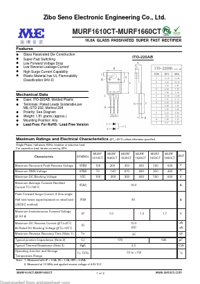 MURF1620CT Datasheet PDF Zibo Seno Electronic Engineering Co.,Ltd