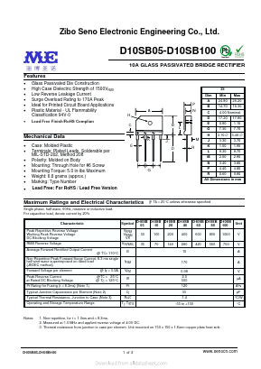 D10SB100 Datasheet PDF Zibo Seno Electronic Engineering Co.,Ltd