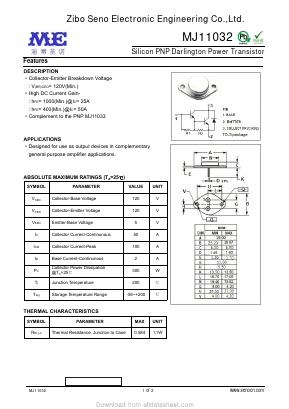 MJ11032 Datasheet PDF Zibo Seno Electronic Engineering Co.,Ltd