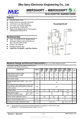 MBR3050PT Datasheet PDF Zibo Seno Electronic Engineering Co.,Ltd