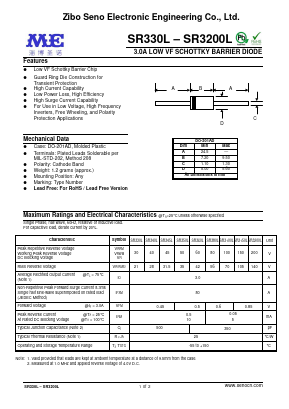 SR3150L Datasheet PDF Zibo Seno Electronic Engineering Co.,Ltd