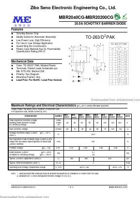 MBR20100CG Datasheet PDF Zibo Seno Electronic Engineering Co.,Ltd