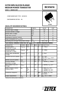 BCX5616 Datasheet PDF Zetex => Diodes