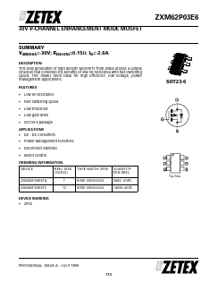 ZXM62P03E6 Datasheet PDF Zetex => Diodes