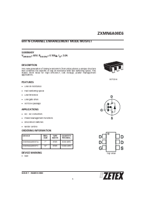 ZXMN6A08E6 Datasheet PDF Zetex => Diodes