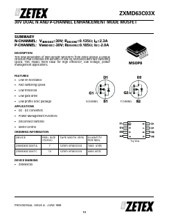 ZXMD63C03XTA Datasheet PDF Zetex => Diodes