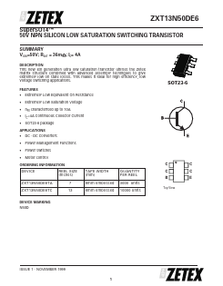 ZXT13N50DE6TC Datasheet PDF Zetex => Diodes