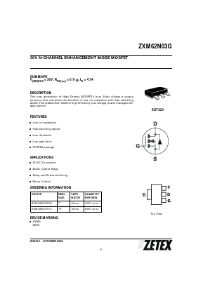 ZXM62N03G Datasheet PDF Zetex => Diodes