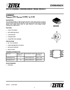 ZXM64N02X Datasheet PDF Zetex => Diodes