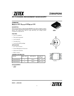 ZXM66P02N8 Datasheet PDF Zetex => Diodes