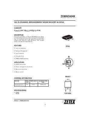 ZXMN3A04K Datasheet PDF Zetex => Diodes