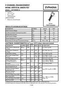 ZVP4424A Datasheet PDF Zetex => Diodes