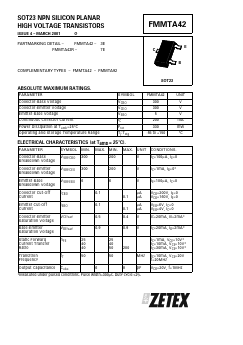 FMMTA42R Datasheet PDF Zetex => Diodes