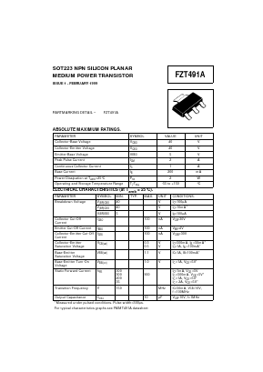 FZT491A Datasheet PDF Zetex => Diodes