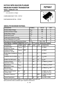 FZT657 Datasheet PDF Zetex => Diodes