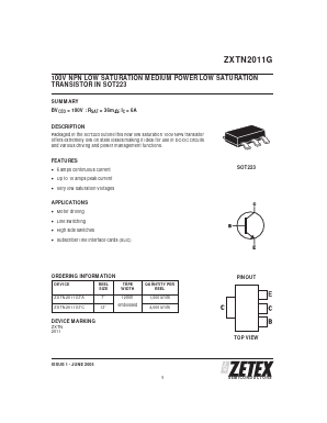 ZXTN2011GTC Datasheet PDF Zetex => Diodes