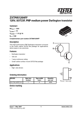 ZXTP05120HFF Datasheet PDF Zetex => Diodes