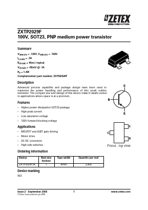 ZXTP2029FTA Datasheet PDF Zetex => Diodes