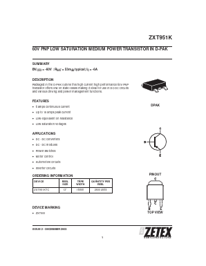 ZXT951K Datasheet PDF Zetex => Diodes