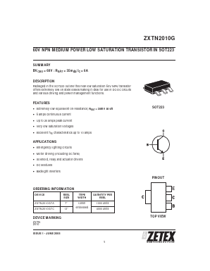 ZXTN2010GTA Datasheet PDF Zetex => Diodes