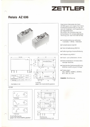 AZ696-1AB-12DE Datasheet PDF Zettler Electronics
