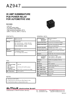 AZ947 Datasheet PDF Zettler Electronics