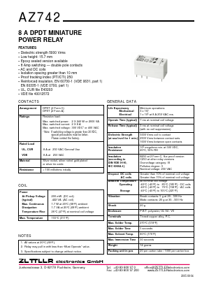 AZ742 Datasheet PDF Zettler Electronics