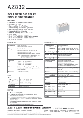 AZ832-2C-5DE Datasheet PDF Zettler Electronics