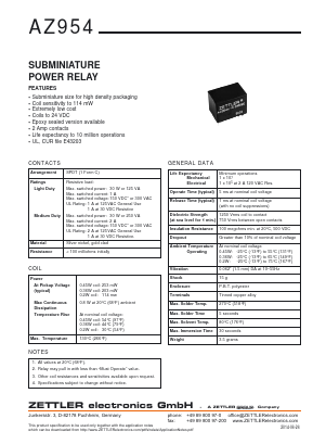 AZ954X Datasheet PDF Zettler Electronics