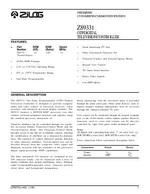 Z89331 Datasheet PDF Zilog