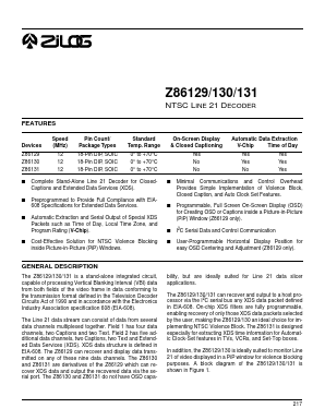 Z86L2908PSC Datasheet PDF Zilog