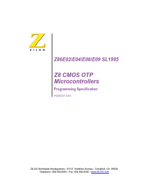 Z86E02SL1995 Datasheet PDF Zilog