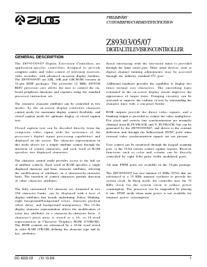 Z89307 Datasheet PDF Zilog