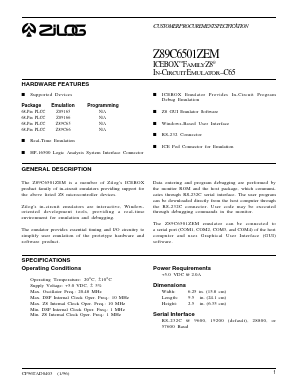 Z89C6501ZEM Datasheet PDF Zilog