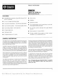 Z86C9120PSC Datasheet PDF Zilog