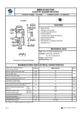MBR10150CTSH Datasheet PDF ZOWIE Technology