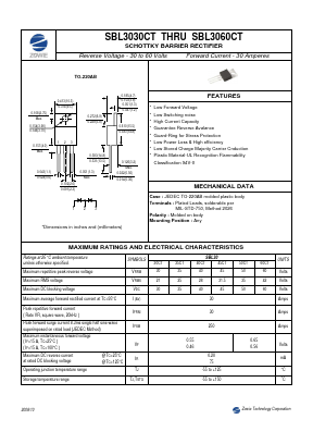 SBL3060CT Datasheet PDF ZOWIE Technology